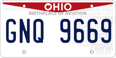 OH license plate GNQ9669
