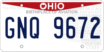 OH license plate GNQ9672