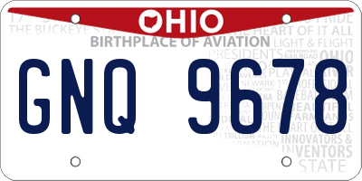 OH license plate GNQ9678
