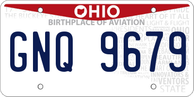 OH license plate GNQ9679