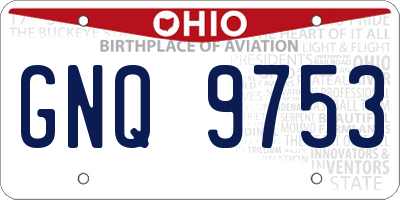 OH license plate GNQ9753