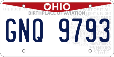 OH license plate GNQ9793