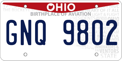OH license plate GNQ9802