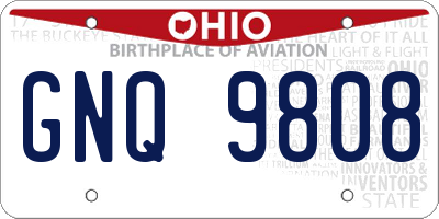 OH license plate GNQ9808