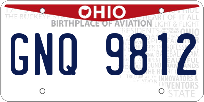 OH license plate GNQ9812
