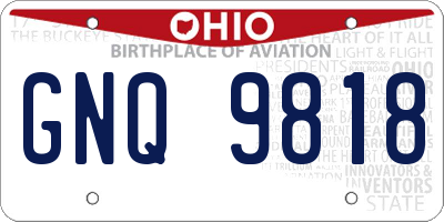 OH license plate GNQ9818