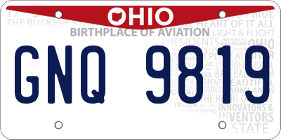 OH license plate GNQ9819