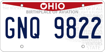 OH license plate GNQ9822