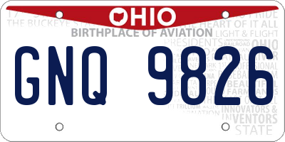 OH license plate GNQ9826