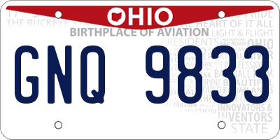 OH license plate GNQ9833