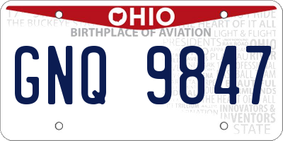 OH license plate GNQ9847