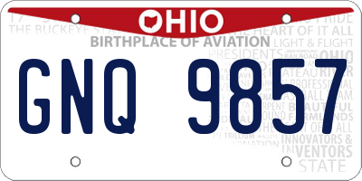 OH license plate GNQ9857