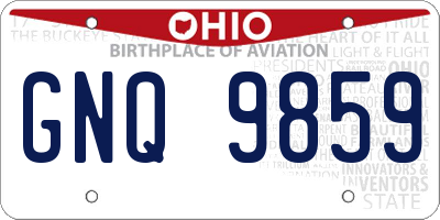 OH license plate GNQ9859
