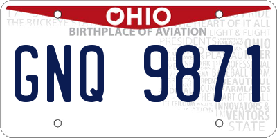 OH license plate GNQ9871