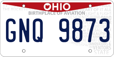 OH license plate GNQ9873