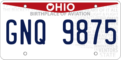 OH license plate GNQ9875
