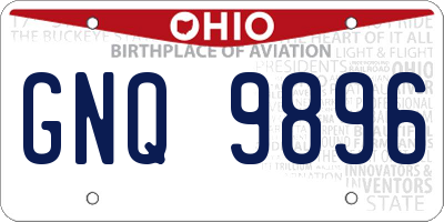 OH license plate GNQ9896