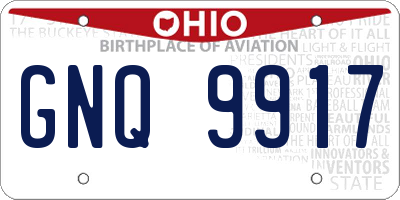OH license plate GNQ9917