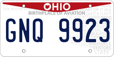 OH license plate GNQ9923