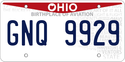 OH license plate GNQ9929