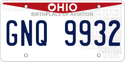 OH license plate GNQ9932