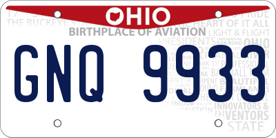 OH license plate GNQ9933