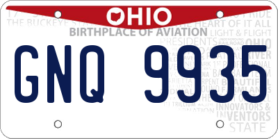 OH license plate GNQ9935