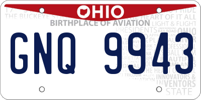 OH license plate GNQ9943
