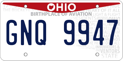 OH license plate GNQ9947