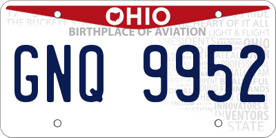 OH license plate GNQ9952