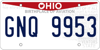 OH license plate GNQ9953