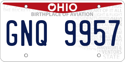 OH license plate GNQ9957