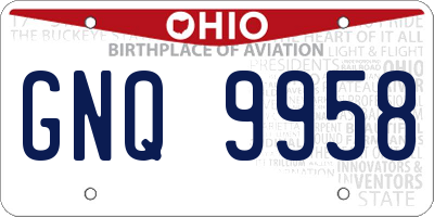 OH license plate GNQ9958
