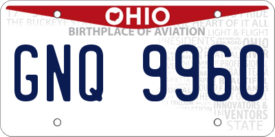 OH license plate GNQ9960