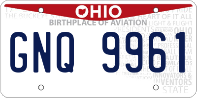 OH license plate GNQ9961