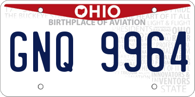 OH license plate GNQ9964