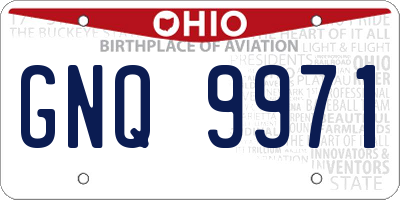 OH license plate GNQ9971