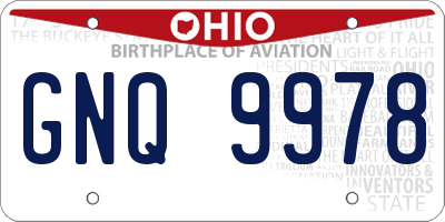 OH license plate GNQ9978