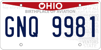 OH license plate GNQ9981
