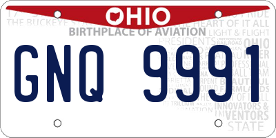 OH license plate GNQ9991
