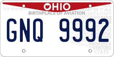 OH license plate GNQ9992