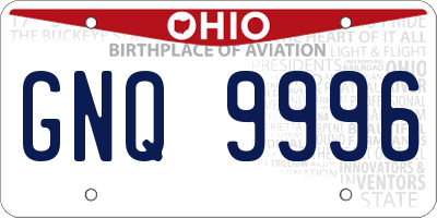 OH license plate GNQ9996