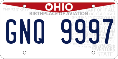 OH license plate GNQ9997