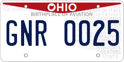OH license plate GNR0025