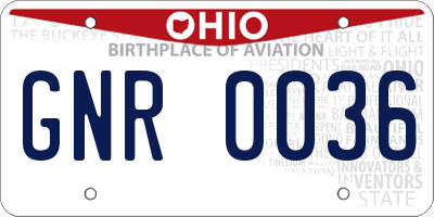 OH license plate GNR0036