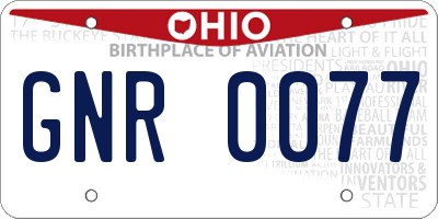 OH license plate GNR0077