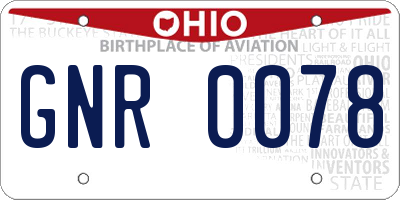 OH license plate GNR0078