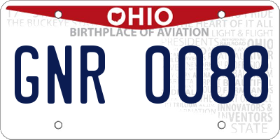OH license plate GNR0088