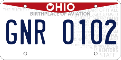 OH license plate GNR0102
