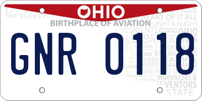 OH license plate GNR0118
